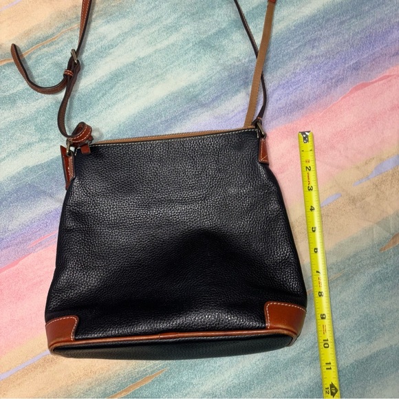 Dooney & Bourke Black Pebbled Leather Crossbody Bag Wide Black & Tan Purse - Picture 13 of 15
